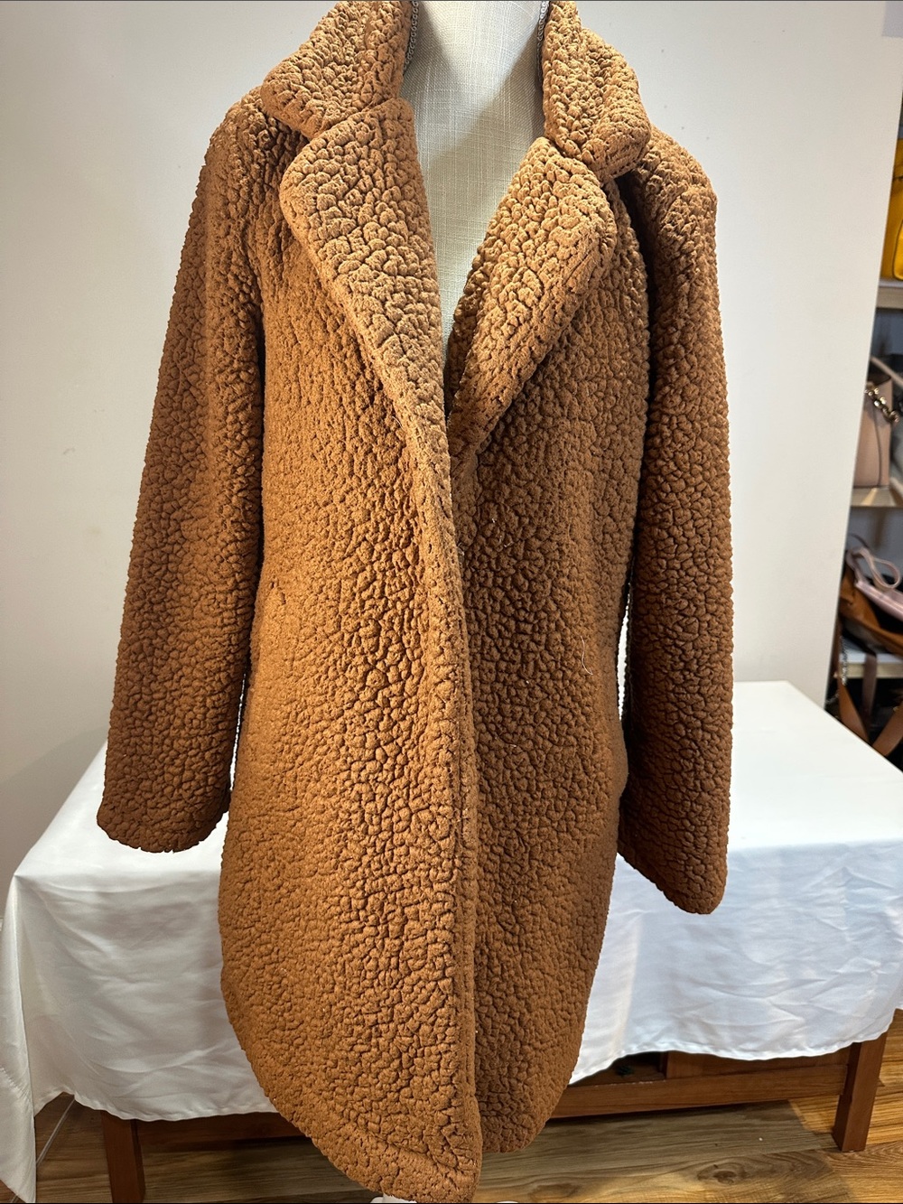 Love Tree Teddy Coat in Camel Brown